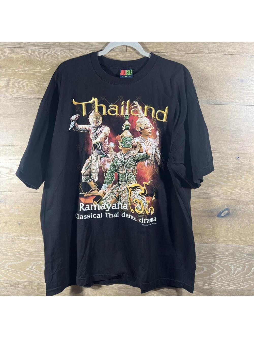 JoliGolf Vintage Thailand Graphic T-shirt Size XL Black Ramayana